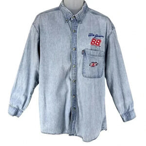 Competitors View Mens L Dale Jarrett #88 NASCAR Vintage Denim Shirt 100% Cotton